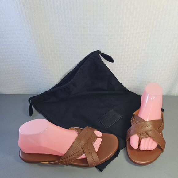 The Office Of Angela Scott Brown Leather Womens Sandals With Dust Bag Size 40 - Picture 2 of 11
